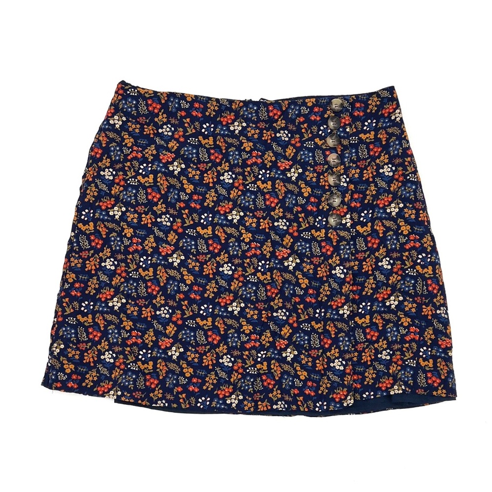 Madewell Floral Print Skirt with Side Buttons